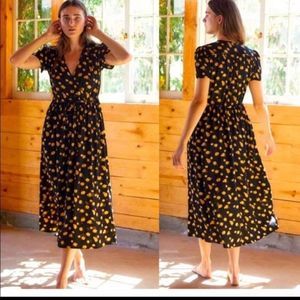 CHRISTY DAWN The Dawn Dress in Raven Rosebud Midi Wrap Dress